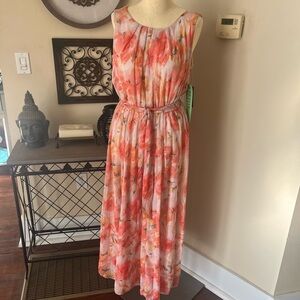 Elegant Coral Floral Maxi Dress